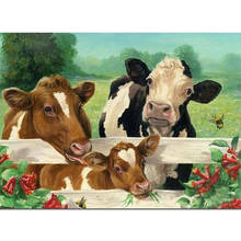 Animal Cow DIY Embroidery 11CT Cross Stitch Kits Needlework Craft Set Printed Canvas Cotton Thread Home Decoration    Room 2024 - buy cheap