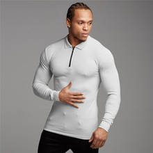 New Bodybuilding and Fitness Men Zipper Long Sleeve Polo Shirt Men Autumn Full Sleeve T Shirts Sports Turn-down Collar Poloshirt 2024 - buy cheap