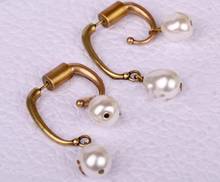 925 Sterling silver elegant Irregular double Pearl earrings fashion Geometric gold circle earring retro Simulated-pearl earring 2024 - buy cheap