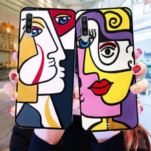 Picasso pintura artística abstrata em silicone, tpu, preta, capa de telefone para samsung a10 a20 a30 a40 a50 a70 a51 a71 a21s a7 a6 plus 2018 2024 - compre barato