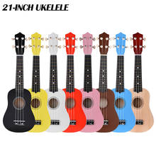 Muslady ukulele de 21 polegadas, ukulele de 4 cordas, instrumento musical pequeno de madeira com cordas bege para presente de crianças 2024 - compre barato