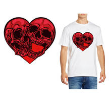 Red Heart Punk Iron-On Transfers For Clothing Stickers Skulls Heart Heat Transfer Vinyl Patch Patches on Clothes Applique Stripe 2024 - buy cheap