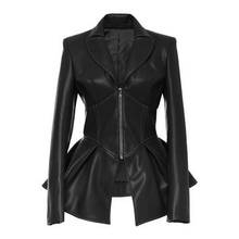 WSYORE Biker Jacket Plus Size European and American PU Leather Jacket Women Spring Long Sleeve Ruffles Jackets and Coats NS934 2024 - buy cheap