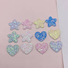 60Pcs/lot 2cm glitter shiny star heart Padded Appliques for DIY hair clip accessories and Headwear Decor Patches 2024 - buy cheap