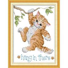 Joy Sunday Cross Stitch Hang In There  Handmade Needlework Kit 14CT 11CT Counted and Printed Embroidery Set for Home Decor Gift 2024 - buy cheap