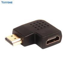 Adaptador de conector hdtv 2016 1080p, ângulo direito/esquerdo, 90 graus, macho para fêmea, hdmi-compatível