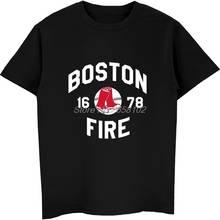 Camiseta de algodão masculina, venda imperdível, camiseta preta do departamento de bombeiros, boston, para hip hop, top, camiseta harajuku streetwear 2024 - compre barato