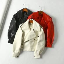 2020 High Quality Spring Women Faux Leather Jacket Motorcycle Biker Jacket Turndown Collar High Street Leather Jackets Outerwear 2024 - buy cheap