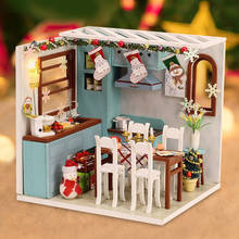Christmas Goods Diy Miniature Dollhouse Kit Wooden House Kitchen Room Box New Year Gift Toys For Children Doll House Furniture 2024 - buy cheap