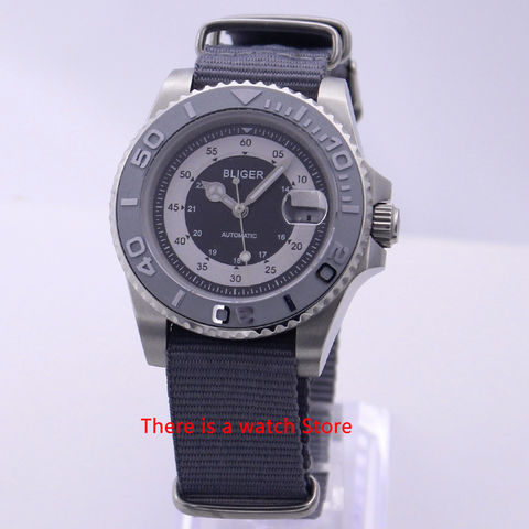 Bliger 40mm Automatic Mechanical Men Watch Luxury Sapphire Crystal Watch Luminous Waterproof Nylon Strap Calendar Wristwatch Men 2022 - buy cheap