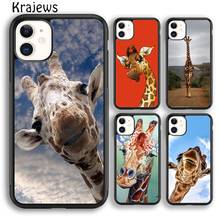 Krajews animal funy girafas cinzentas com óculos capa de telefone para o iphone 5S 6s 7 8 plus x xs xr 11 12 pro max galaxy s8 s9 s10 2024 - compre barato