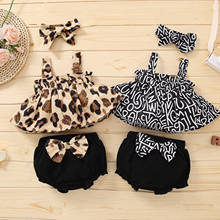 Conjunto de roupas listradas de oncinha para crianças, conjuntos de roupas de verão para meninas, tops com laço, shorts e tiara para bebês 2024 - compre barato