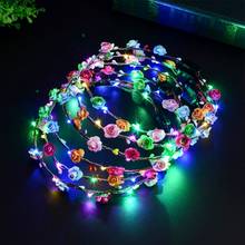 Tiara feminina led flor clara brilho coroa de cabelo festa grinalda 2024 - compre barato