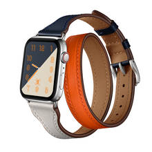 Correa de pulsera de doble recorrido para apple watch, correa de reloj de cuero genuino de 40mm, 38mm, 44mm y 40mm para iwatch se/6/5/4/3/2 pulseira 2024 - compra barato