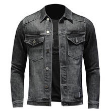 Jaqueta jeans masculina de mangas longas, casaco de cowboy e roupas de marca da moda, azul e preta, com lapela, para motocicleta, primavera, 2021 2024 - compre barato