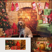 Christmas Fireplace Backdrop Photography Family Party Background for Photo Studio Tree Gift Photocall 2024 - buy cheap