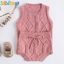 Sodawn-Conjunto de ropa para bebé, suéter, cárdigan tejido con tiras y pantalones cortos de punto, 2 uds. 2024 - compra barato