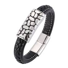 Punk Jewelry Personality Stainless Steel Accessories Men Leather Bracelets Magnetic Buckle Wrist Band Gifts SP0191 2024 - buy cheap