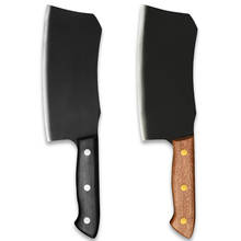 Xyj faca de cozinha de 7 polegadas de aço inoxidável cutelo chef facas lâmina preta faca chopper com alça de madeira para carne vegetal 2024 - compre barato