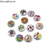 100PCS 15MM 2-Holes Round New Flower Printed Decorative Wood Sewing Buttons for Clothing Clothes Decoration DIY Craft 2024 - buy cheap
