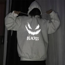 Versma japonês streetwear 3m impressão reflexiva homem com capuz camisolas hip hop grandes dimensões rapper halloween branco hoodie 2024 - compre barato