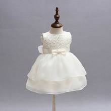 Vestido de fiesta de cumpleaños de princesa blanca para niñas recién nacidas, vestido Formal con lazo para niñas de 0 a 24 meses, 2089BB 2024 - compra barato