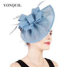 New Fashion Feather Flower Hats Wedding Chic Hair Fascinators Bow Accessories Female Bridal Party Women Headdress Pillbox Hats 2024 - buy cheap