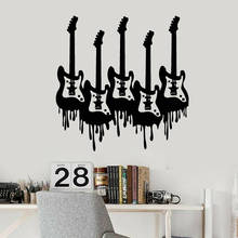 Electric Guitar Wall Decal Musical Instrument Rock Music Studio Teens Bedroom Interior Decor Door Window Vinyl Stickers Art E131 2024 - buy cheap