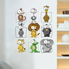 Adesivos de parede dos desenhos animados elefante macaco leão adorável grandes olhos animais crianças quarto adesivo de parede porta decoração para o quarto das crianças 2024 - compre barato