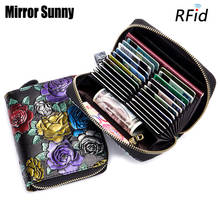 RFid Handmade Painted Rose Flower Women Wallet Genuine Leather Lady Short Zipper Purse Multi Card Wallet Large Capacity Carteira 2024 - buy cheap