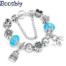 Boosbiy Новый трендовый посеребренный браслет с сердечками для женщин с бусинами для мам DIY брендовые браслеты для подарка на День Матери 2024 - купить недорого