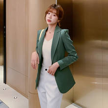 PEONFLY 2020 Women Autumn Blazer Coat Turn Down Collar Long Sleeve Vintage Coat Casaco Feminino Tops Women Elegant Outerwear 2024 - buy cheap