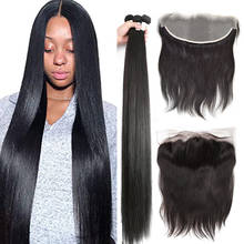 LUASY Brazilian Hair Weave Bundles With Frontal Straight 30 38 40 inch 3 4 Human Hair Bundle And Lace Closure Remy Extensions 2024 - buy cheap
