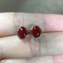KJJEAXCMY Fine Jewelry Natural Red Coral 925 Sterling Silver Women Gemstone Earrings New Ear Studs Support Test Trendy 2024 - buy cheap