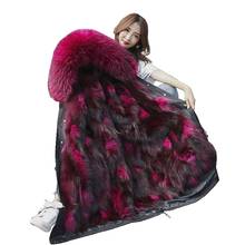 Luxury Winter Coat Parkas Real Raccoon Fur Hoody and Fox Lining Women X-Long Outerwear LF9108 2024 - buy cheap