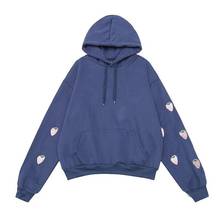 Plus Velvet Harajuku Strawberry Embroidery Lavender Pink Sweatshirt Autumn Winter Women Kawaii Loose Tops Oversized Hoodies 2024 - buy cheap