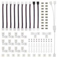 95 peças conector de qualidade 4 pinos l t forma transversal pcb solderless canto conector tira para rgb 5050 led luz tira 2024 - compre barato