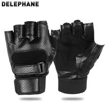 Guantes de cuero transpirables, guantes finos sin dedos para monopatín, Camping, pesca, Scooter Eléctrico, bicicleta, gimnasio, color negro, Verano 2024 - compra barato