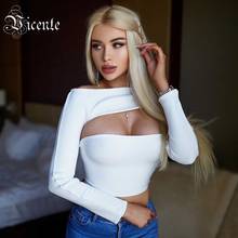 VC New Trendy Two Pieces Crop Tops Suit Sexy Off Shoulder Long Sleeves Celebrity Party Club Bandage Set Free Shipping 2024 - buy cheap