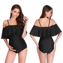 Maternity Swimwear Summer Solid Flounce Bikinis Off Shoulder One Piece Halter Large Size Swimsuit Pregnant Beachwear Woman Bodys 2024 - buy cheap