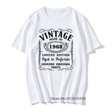 Father's Day Gift Made in 1968 All Original Parts T Shirt 53th Birthday Gift Hip Hop Cotton Retro TShirts Man's Vintage Tee 2024 - купить недорого