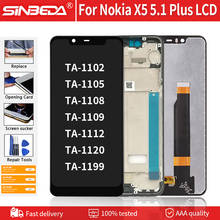 Оригинальный ЖК-дисплей 5,86 дюйма с рамкой для NOKIA X5 5,1 Plus, кодирующий преобразователь сенсорного экрана в сборе, Замена для Nokia X5 lcd 2024 - купить недорого