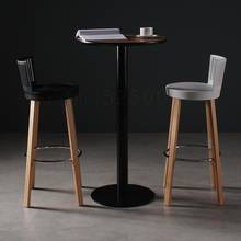 Simple creative backrest solid wood beech high bar chair Nordic bar cafe tea shop front desk plastic bar stool 2024 - buy cheap