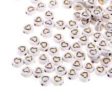 7mm Golden Flat Heart Shape  Acrylic Letter Beads For DIY Alphabet Fashion Jewelry Bracelets Hand Making 2024 - buy cheap