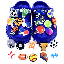 Atacado 50 pçs esportes série slipper croc acessórios pulseira decoração crianças presentes meninos boliche ícone sapatos de pvc encantos 2024 - compre barato