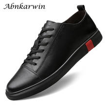 Zapatillas de deporte de cuero genuino para hombre, zapatos informales antideslizantes, gran oferta, Otoño, negro y blanco 2024 - compra barato