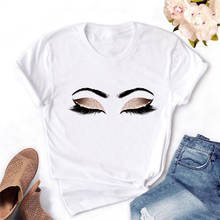 FIXSYS-camisetas con estampado de princesa y labios para mujer, blusa básica de manga corta con cuello redondo, playera blanca que combina con todo 2024 - compra barato