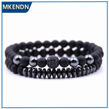 MKENDN 2018 Brand New Fashion Pave CZ Men Bracelet 6mm Stone Beads With Hematite Bead Diy Charm Bracelet For Men Jewelry Gift 2024 - buy cheap