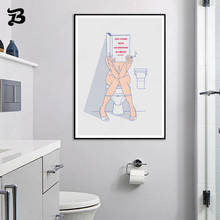 Funny Fashion Woman poster Sitting On Toilet and Reading Magazine for Restroom Decor Wall Art Canvas Painting Nordic Print Decor 2024 - buy cheap