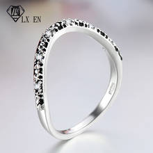 Женское Винтажное кольцо LXOEN, черное свадебное кольцо с кристаллами в стиле панк, минималистичное круглое обручальное кольцо для невесты 2024 - купить недорого
